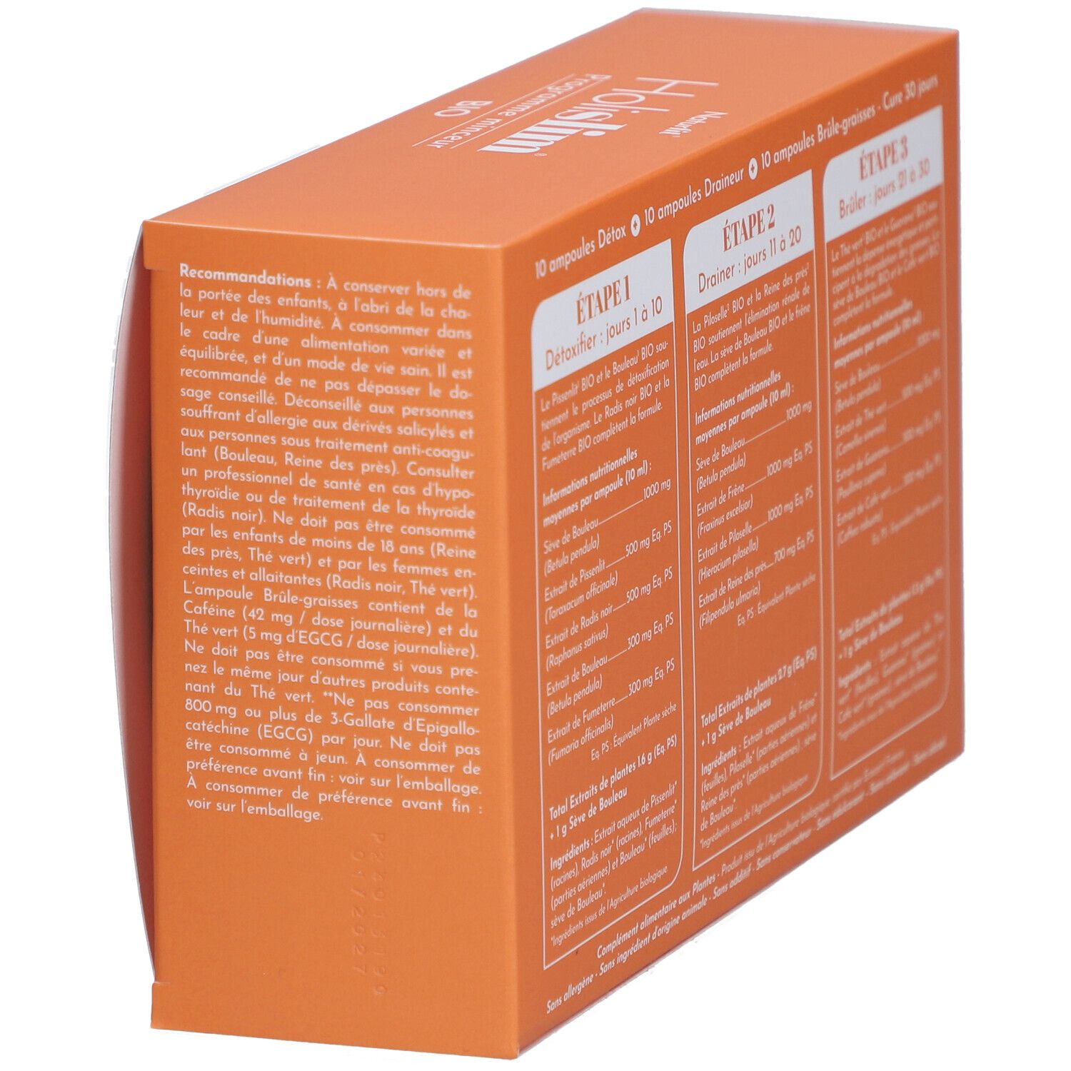 Boîte "Holislim Bio" avec informations et conseils d'utilisation.