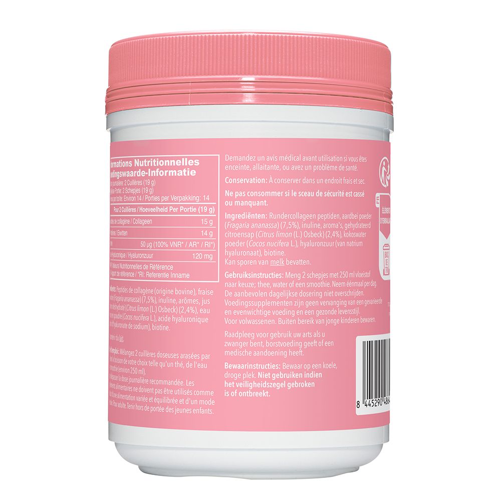 VITAL PROTEINS Beauty Collagen - Collagène, Acide Hyaluronique, Biotine - Saveur Fraise/Citron