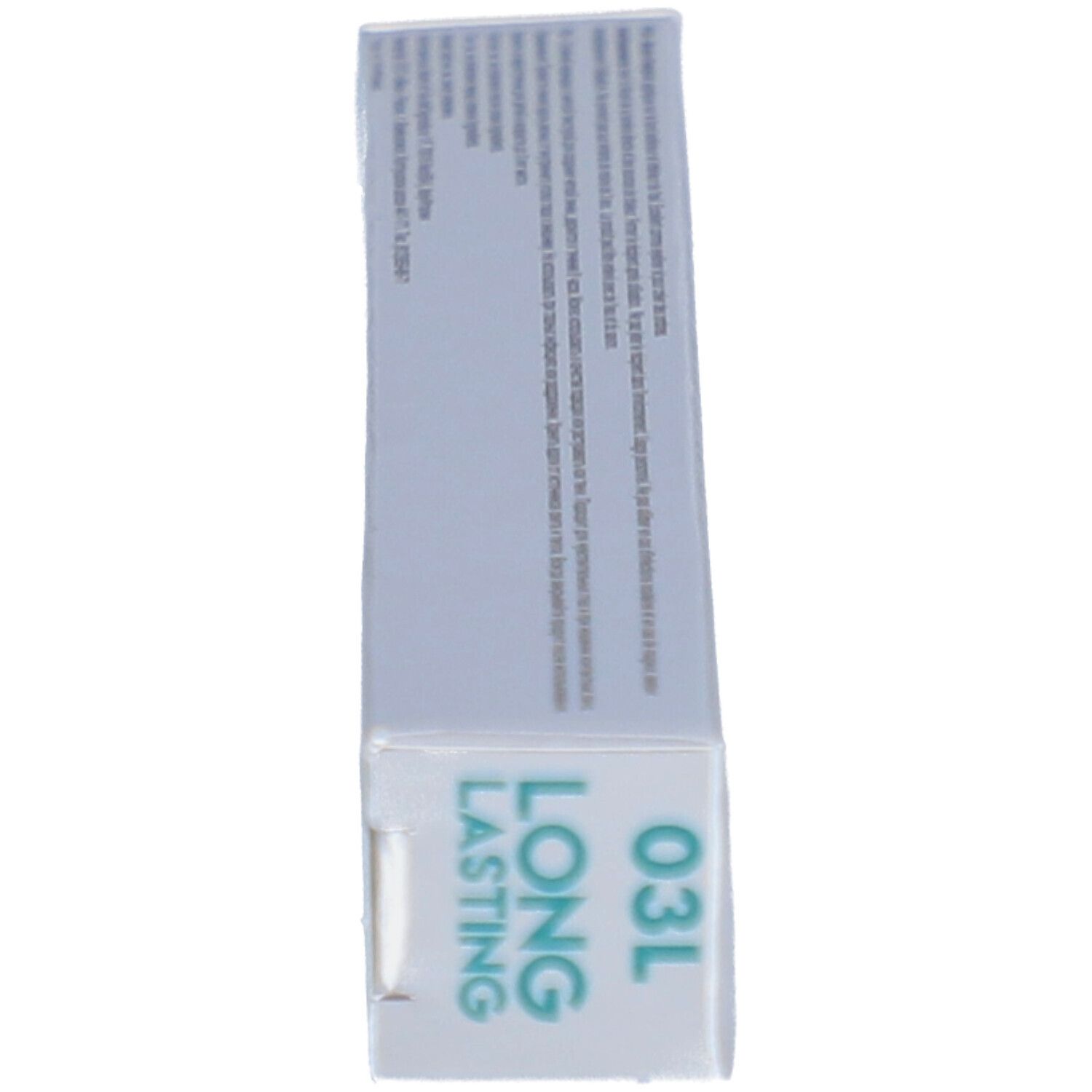 Emballage avec texte. Inscription : Long Lasting, 03L.