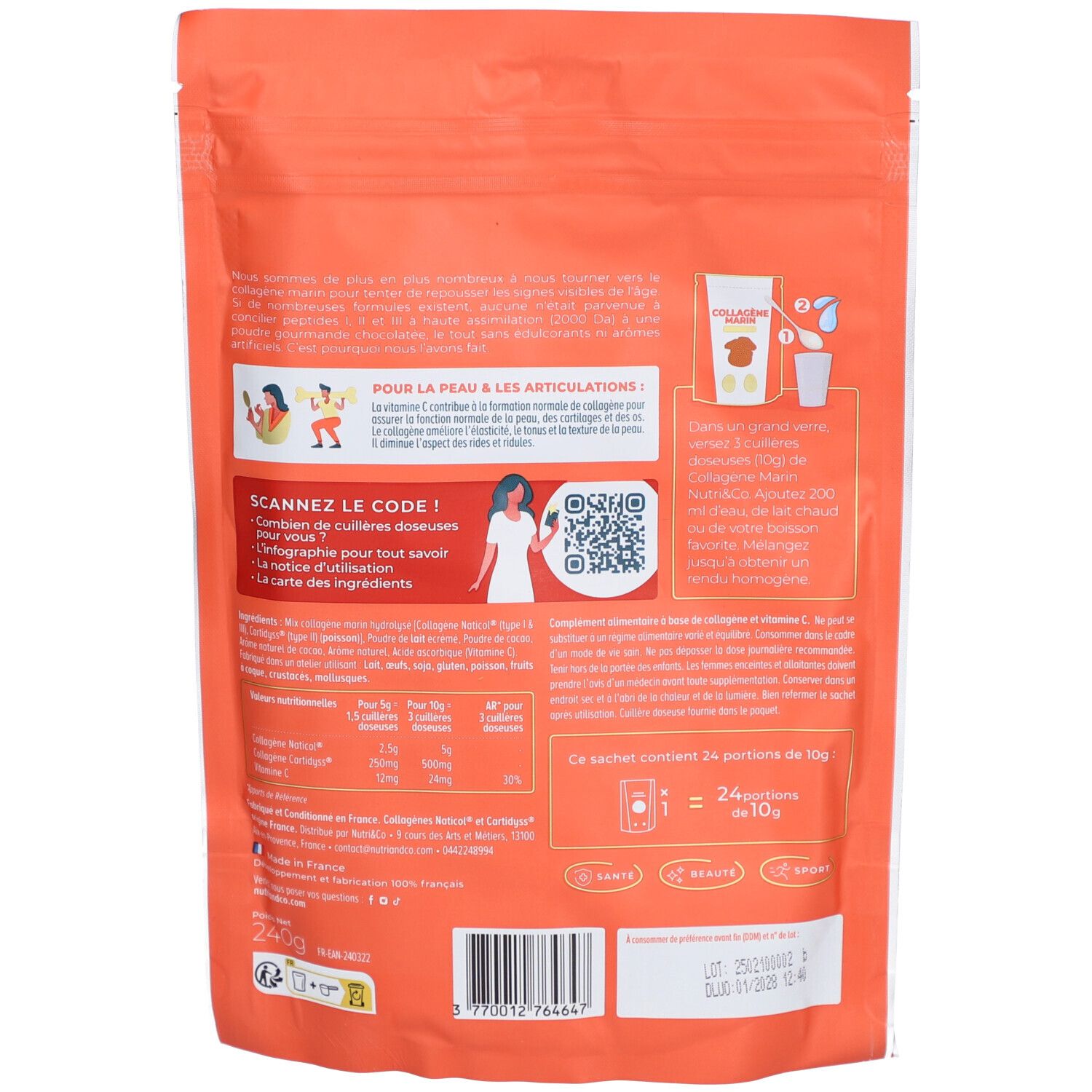 NUTRI&CO Collagène Marin  Arôme Chocolat