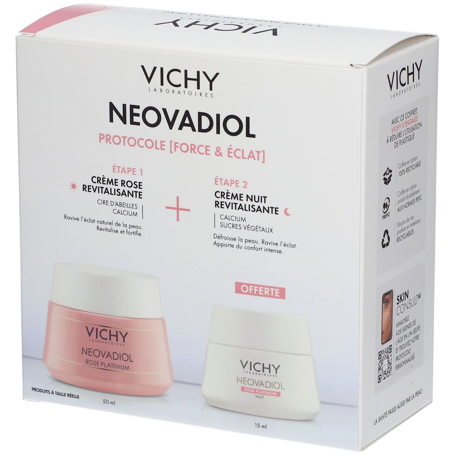 Vichy Coffret Neovadiol Rose Platinium routine Fortifiante & Revitalisante Crème jour Rose Platinium 50ml + Mini crème nuit Neovadiol Rose Platinium 15ml OFFERTE