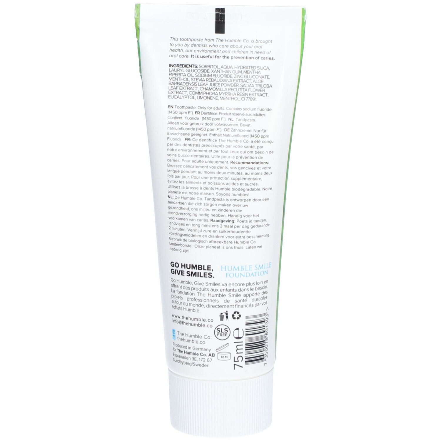 THE HUMBLE® CO Dentifrice Naturel Menthe Fraîche Végan