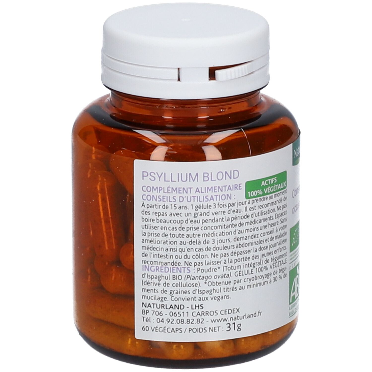 Naturland Bien-être digestif Psyllium Blond BIO - Végécaps