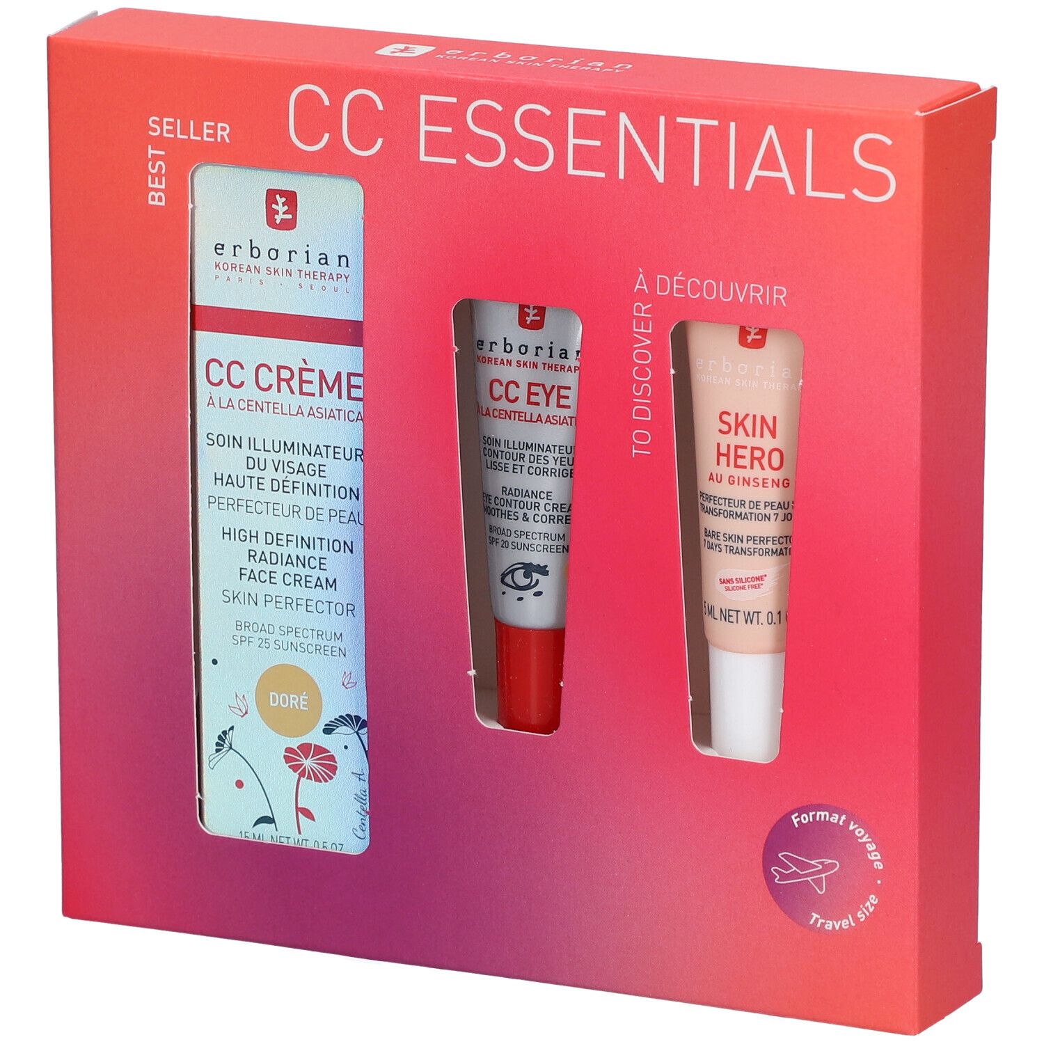 erborian CC ESSENTIALS Coffret CC Crème, CC Eye & Skin Hero Doré