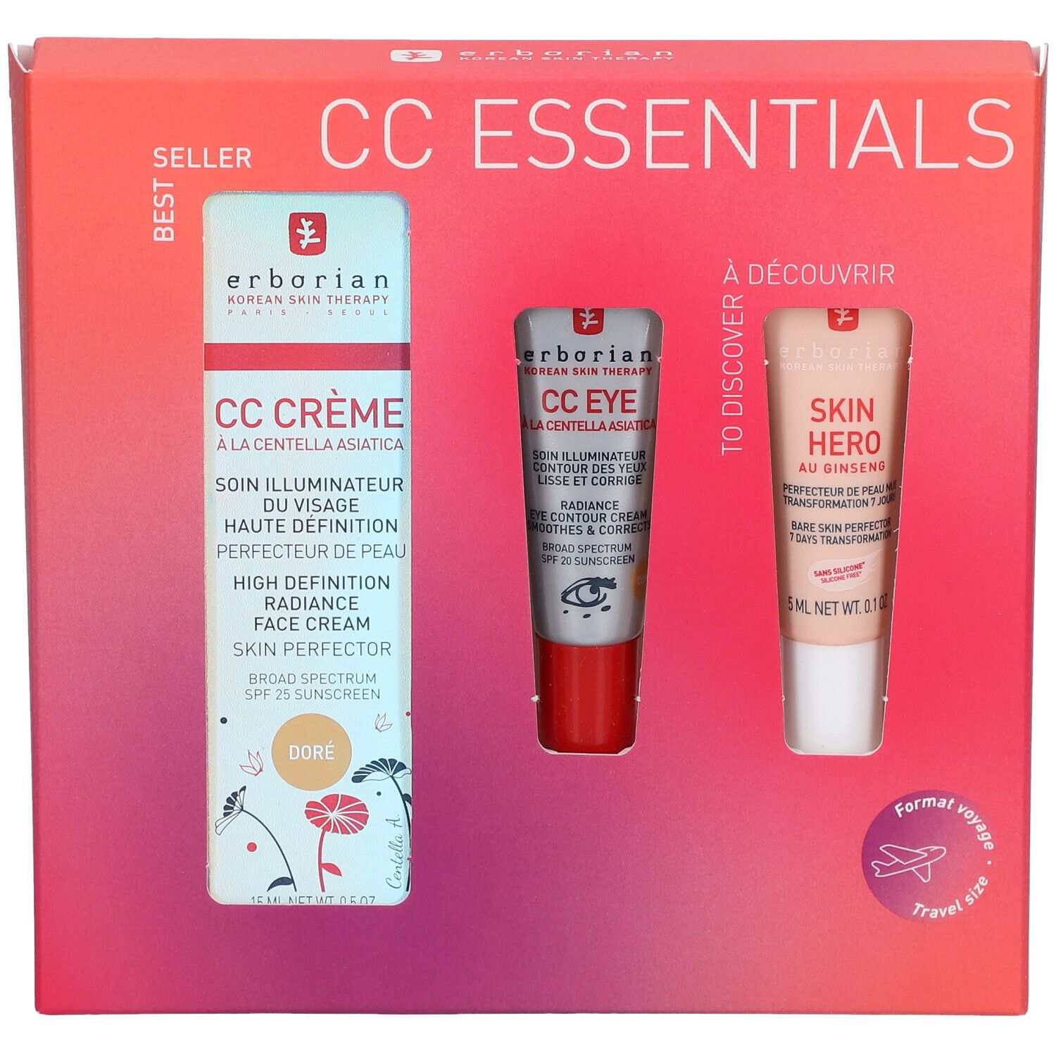 erborian CC ESSENTIALS Coffret CC Crème, CC Eye & Skin Hero Doré