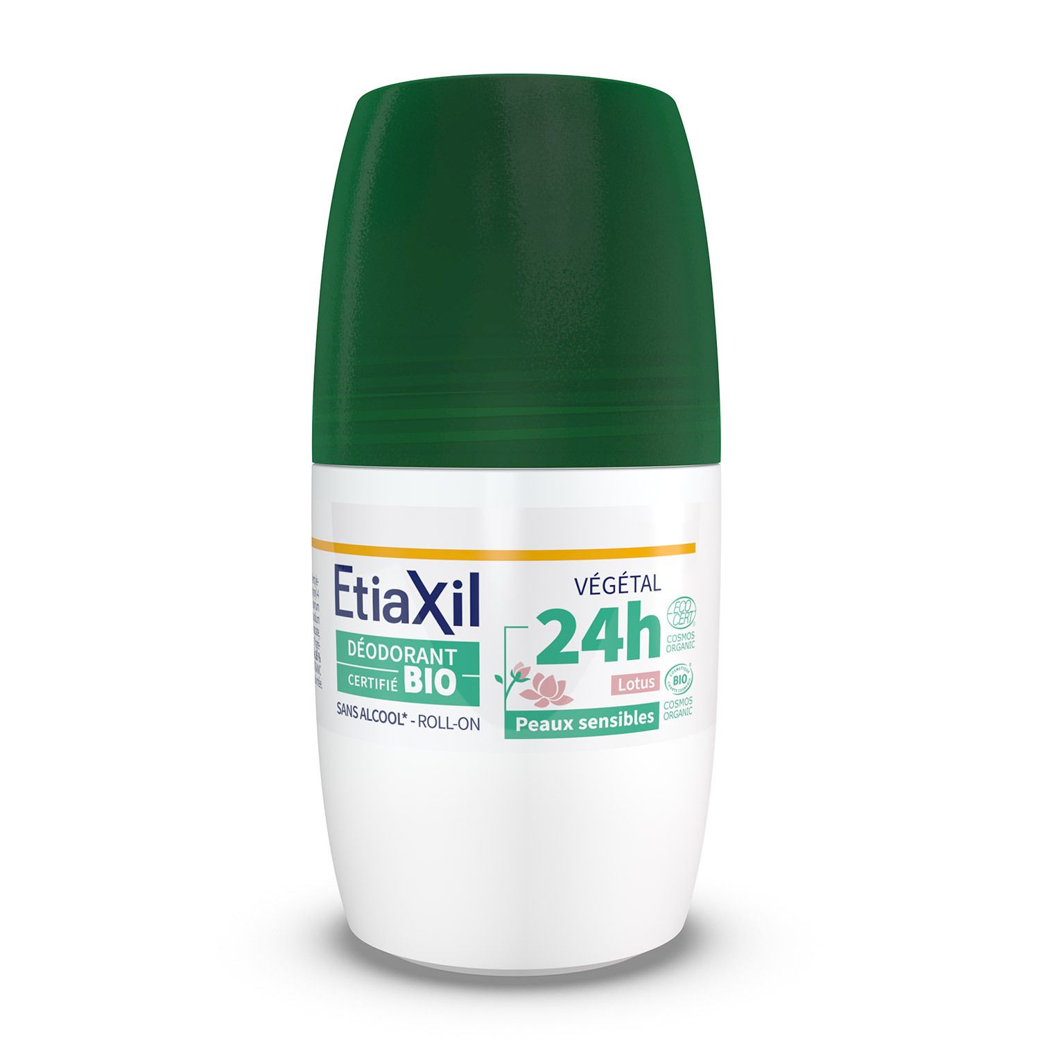 ETIAXIL - Déodorant Végétal - Certifié BIO Parfum Lotus 24H - Aisselles - Adapté aux peaux sensibles - Roll-on - 50 ml - Lot de 2