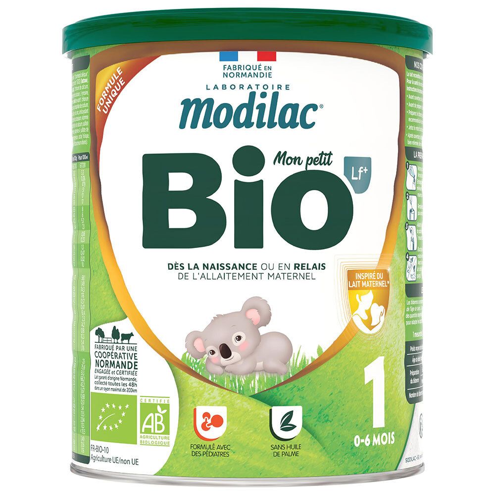 Modilac Mon Petit Bio 1 Lait infantile, 0-6 mois, en poudre.