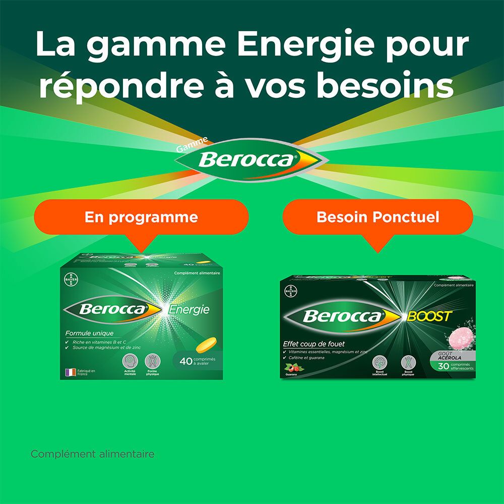 Berocca Energie  Vitamine B et C, magnésium et Zinc 40 CPS Pellicules