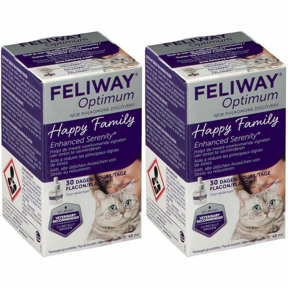Recharges pour diffuseur de phéromones Feliway Optimum – x 3 de 48 ml :  Hygiène et soin du chat FELIWAY animalerie - botanic®