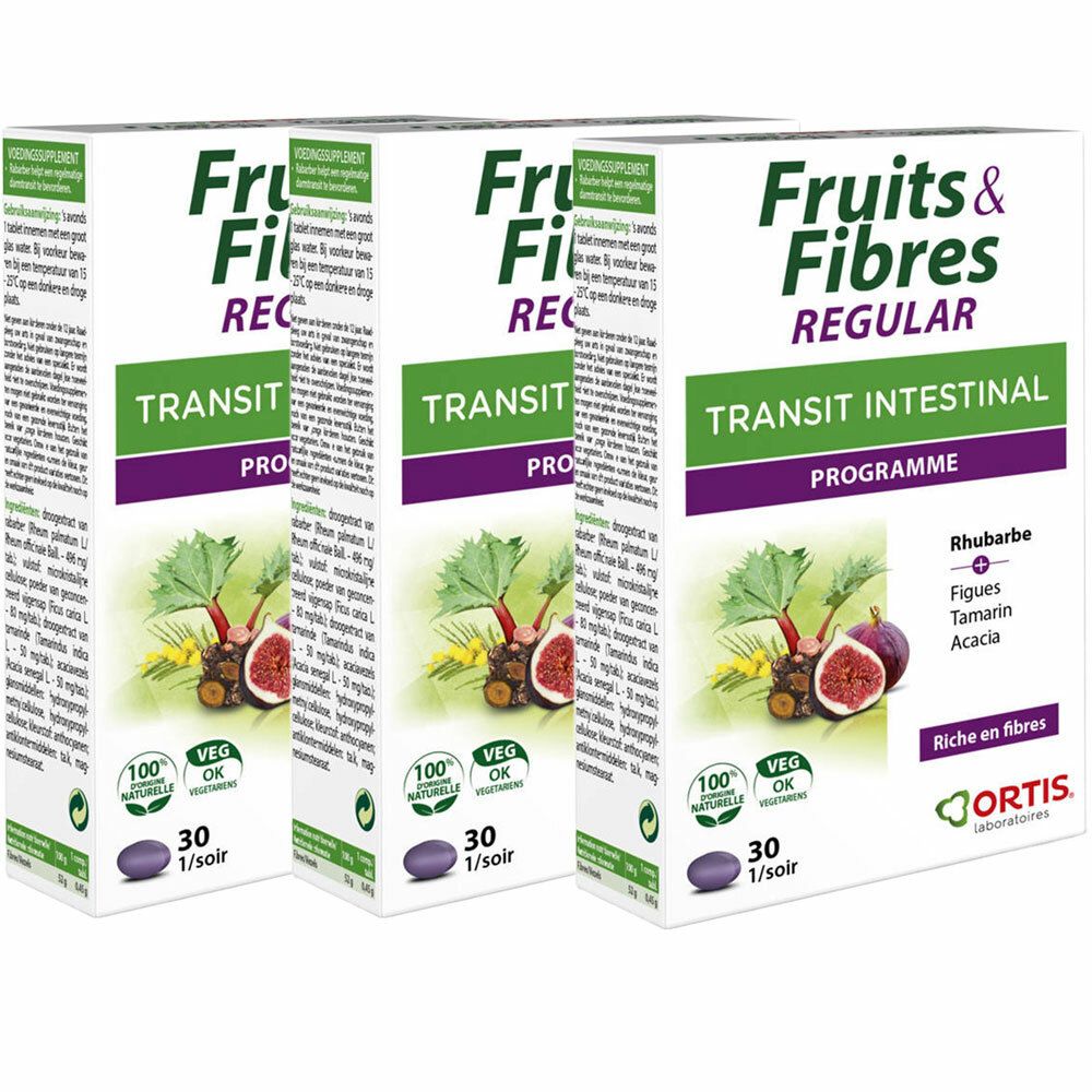Complément alimentaire transit intestinal fruits & fibre regular Ortis