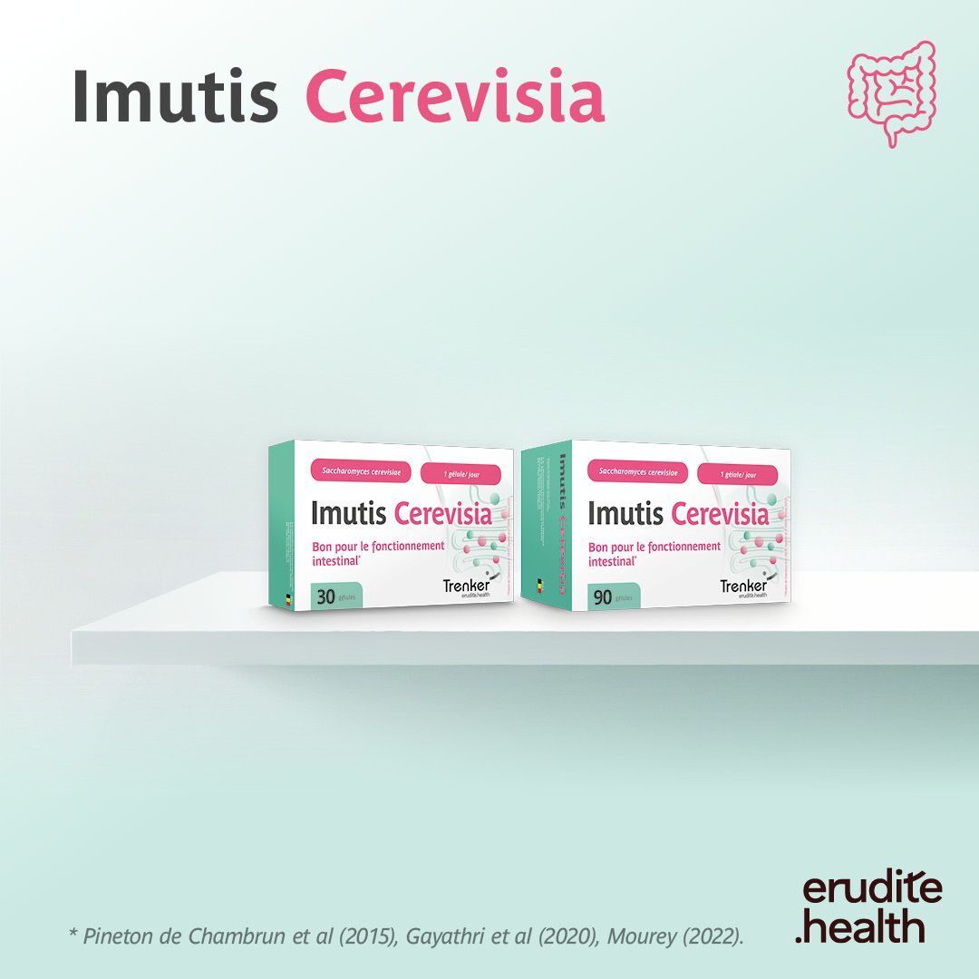 Deux boîtes de Cerevisia (30 et 90 gélules) sur une étagère.