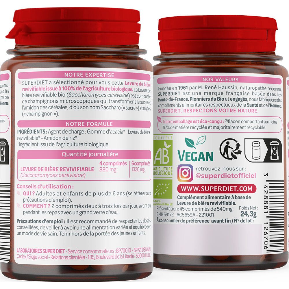 SUPER DIET Levure de bière revivifiable Bio