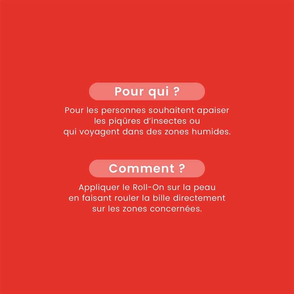 Fond rouge avec texte : Pour qui ? et Comment ? Instructions d'utilisation.