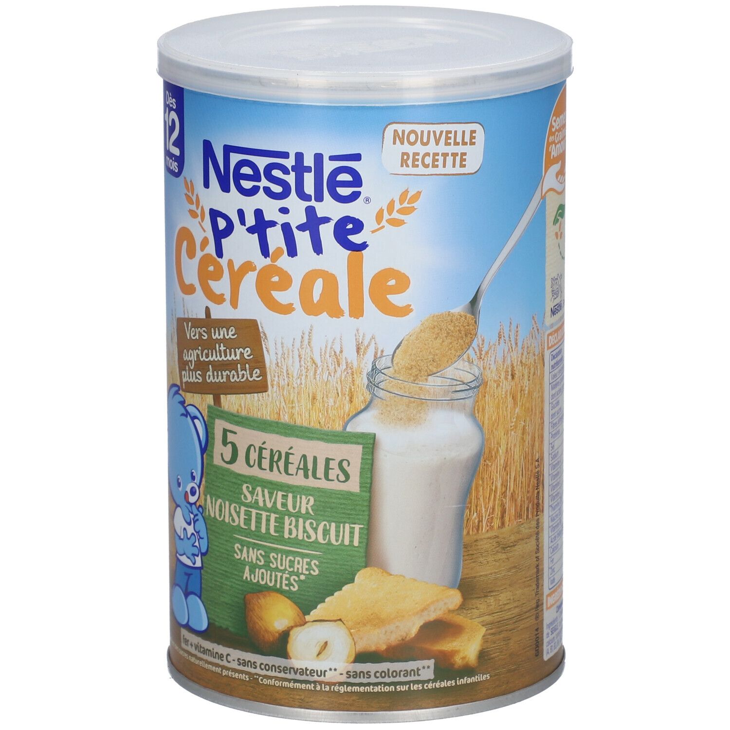 Nestlé® P'tite Céréale 5 Céréales Saveur Noisette Biscuit