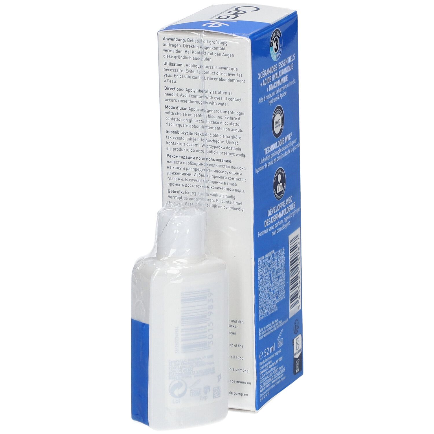 CeraVe Crème Hydratante Visage 52 ml + Crème Lavante 20 ml offerte pour les peaux normales à sèches