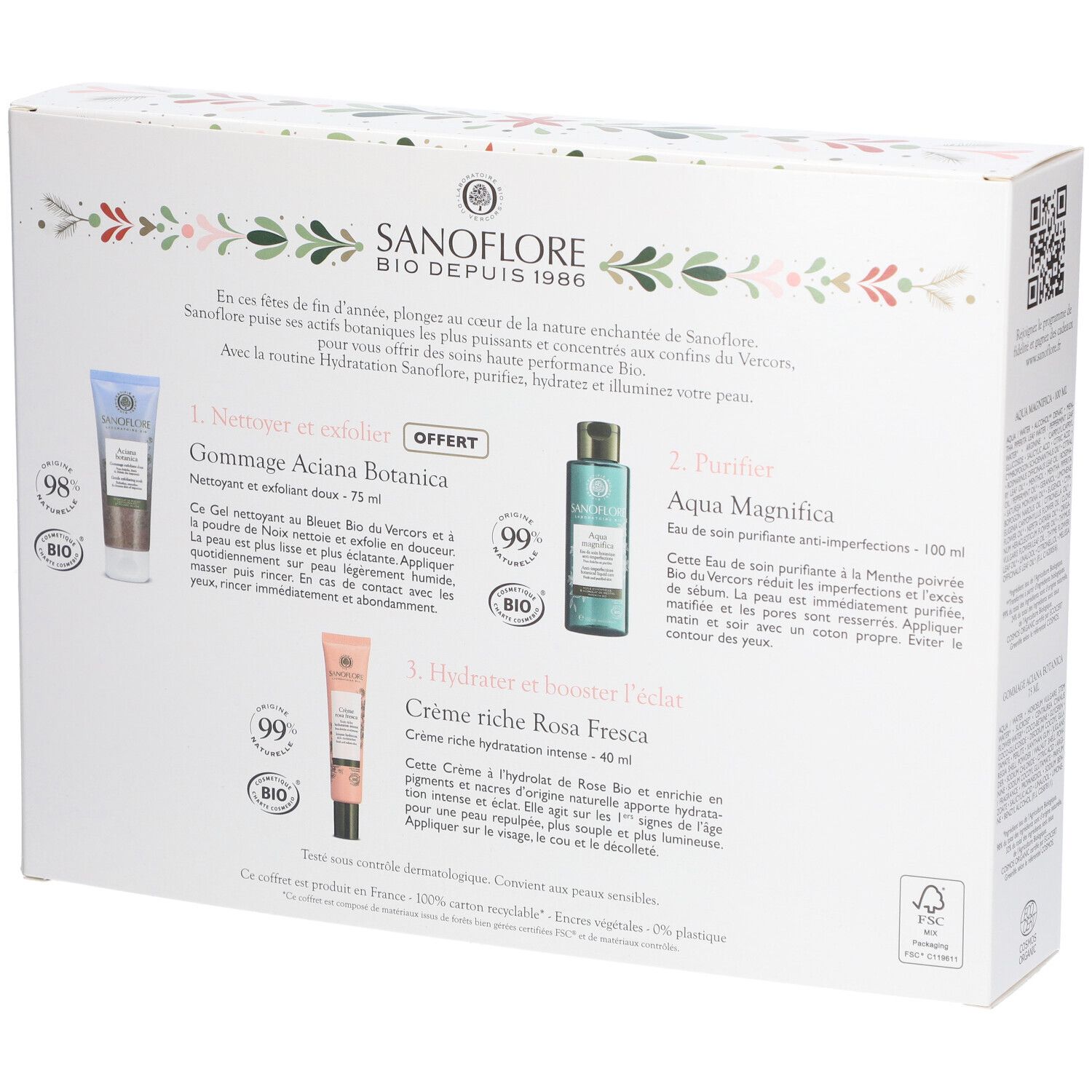 SANOFLORE COFFRET NOEL ROUTINE HYDRATATION ET ÉCLAT