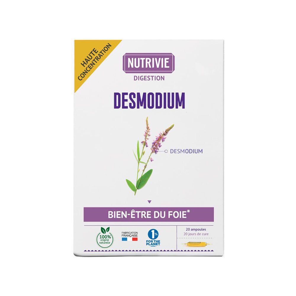 Nutrivie Desmodium: Boîte de 20 ampoules pour le bien-être du foie.