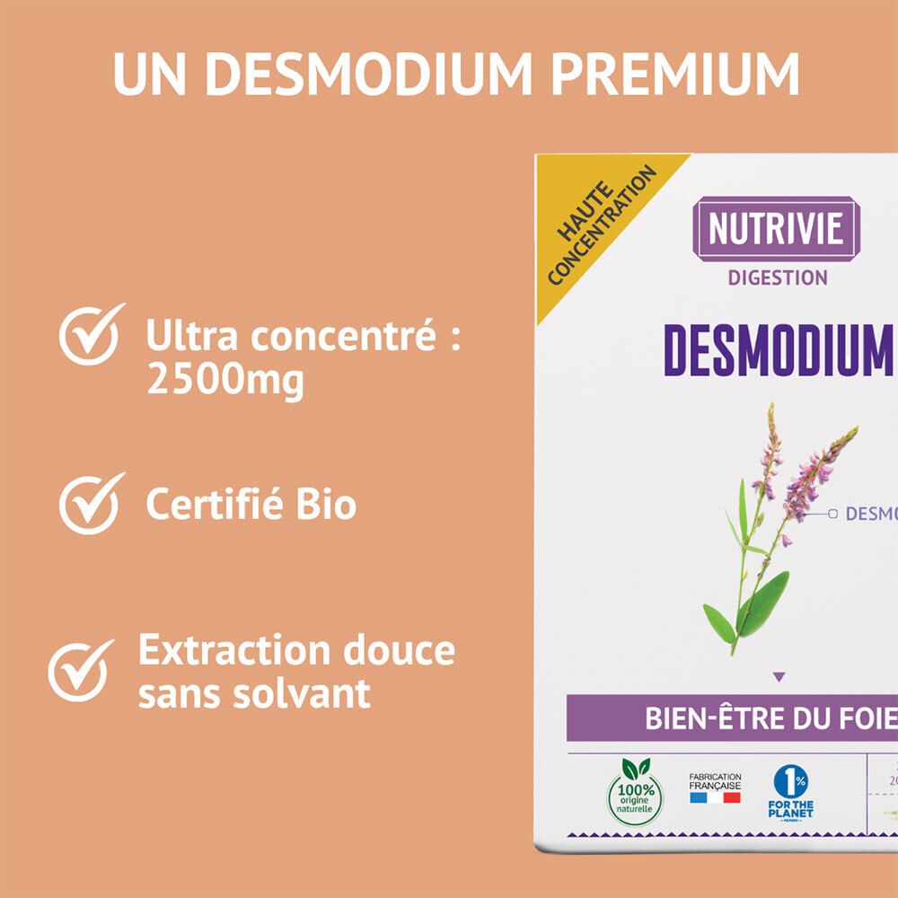 Nutrivie Desmodium: Boîte de 20 ampoules, ultra concentré, certifié bio.