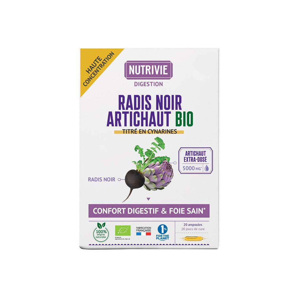Boîte NUTRIVIE Radis Noir Artichaut BIO, 20 ampoules.