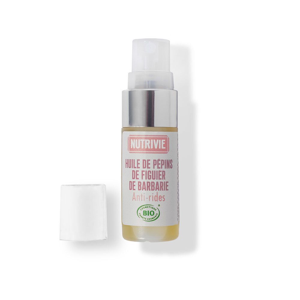 Huile de pépins de figuier de Barbarie Bio Nutrivie avec pompe et capuchon.