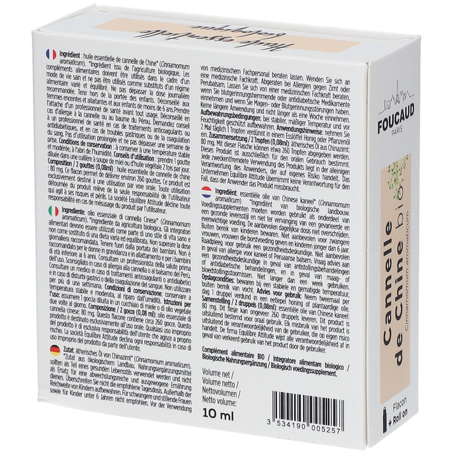 Olio Essenziale Cannelier Di Cina Pranarôm – 10 Ml, 100% Puro E Naturale Per Benessere E Aromaterapia