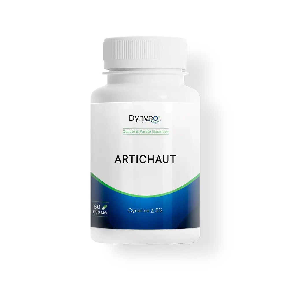 Pot blanc avec étiquette bleue indiquant "ARTICHAUT" et le logo Dynveo.
