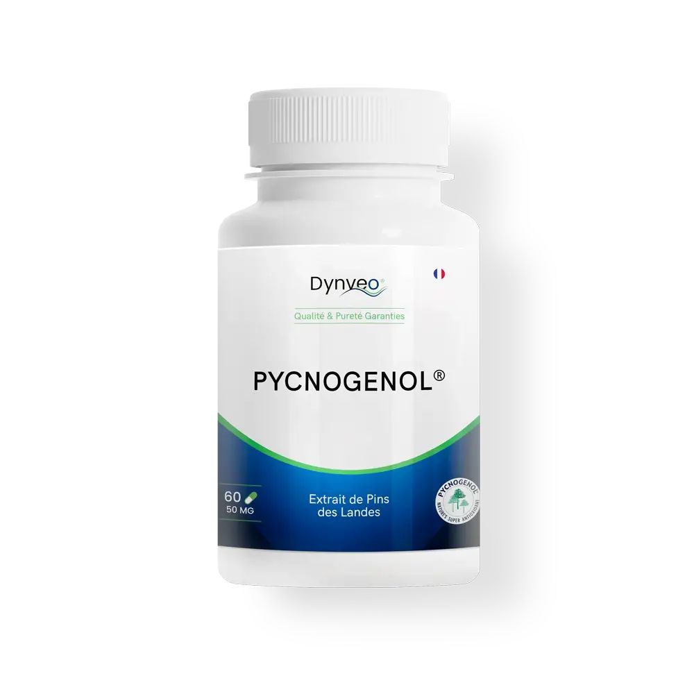 Flacon blanc Dynveo Pycnogenol, 60 gélules, 50 mg.