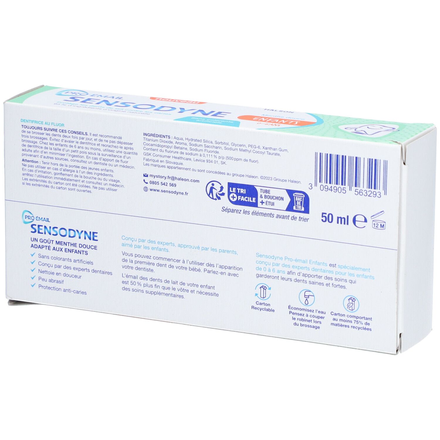 SENSODYNE Pro-émail Dentifrice Enfants 0-6 ans à la menthe douce