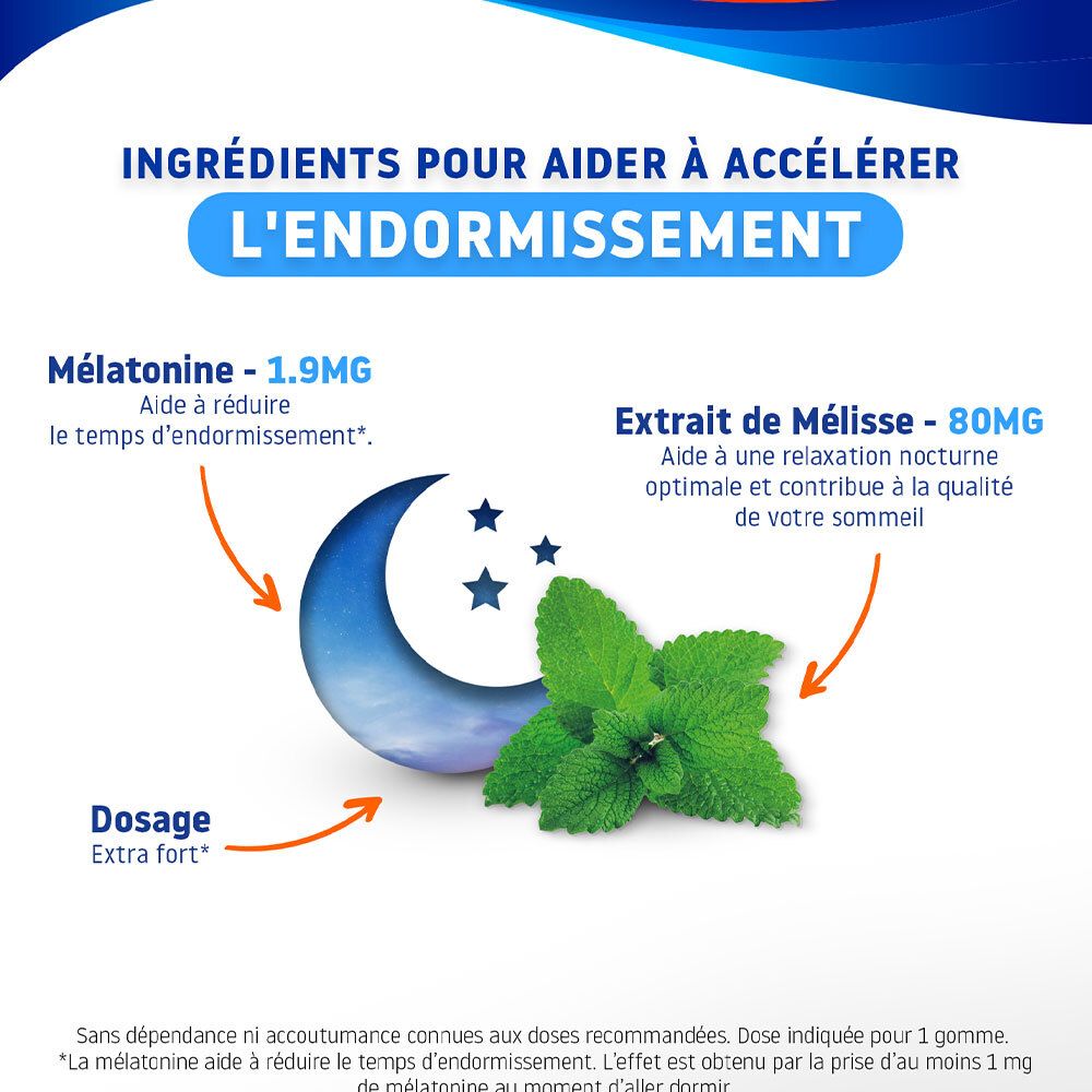 VALDISPERT Endormissement: Mélatonine 1,9 mg, Mélisse 80 mg, lune et étoiles pour un meilleur sommeil.