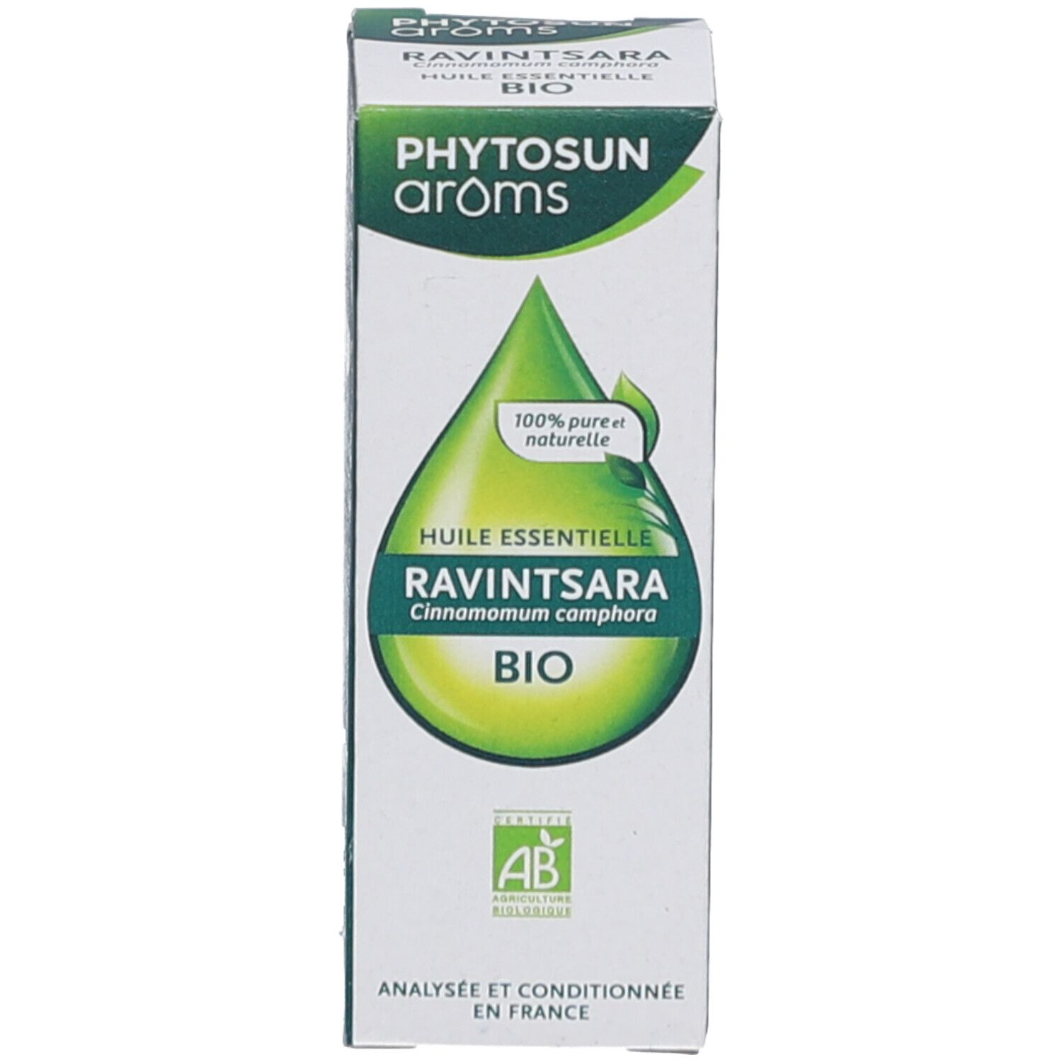 Emballage du produit. Boîte avec logo et texte. Certification BIO. Illustration de goutte.