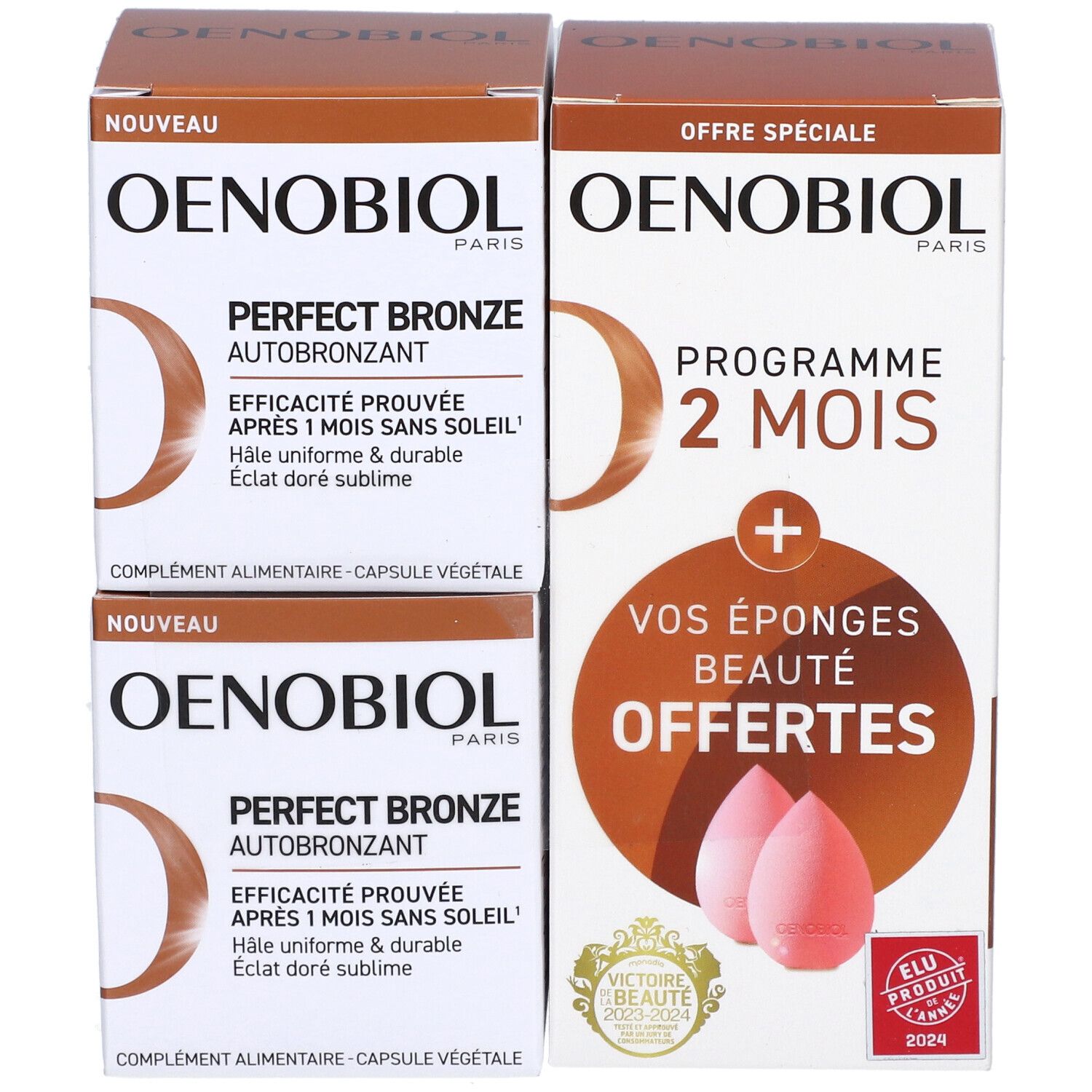 OENOBIOL - COFFRET PERFECT BRONZE Autobronzant - Formule efficace dès le 1er mois sans soleil - Programme 2 mois - Concentration de 5 pigments 100% d'origine végétale - Complément alimentaire à base de plantes lutéine, zeaxathine et cuivre