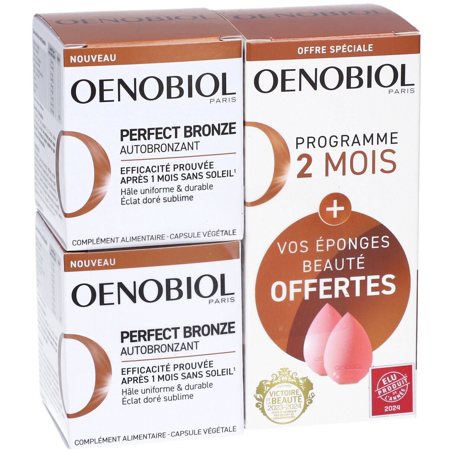 OENOBIOL - COFFRET PERFECT BRONZE Autobronzant - Formule efficace dès le 1er mois sans soleil - Programme 2 mois - Concentration de 5 pigments 100% d'origine végétale - Complément alimentaire à base de plantes lutéine, zeaxathine et cuivre