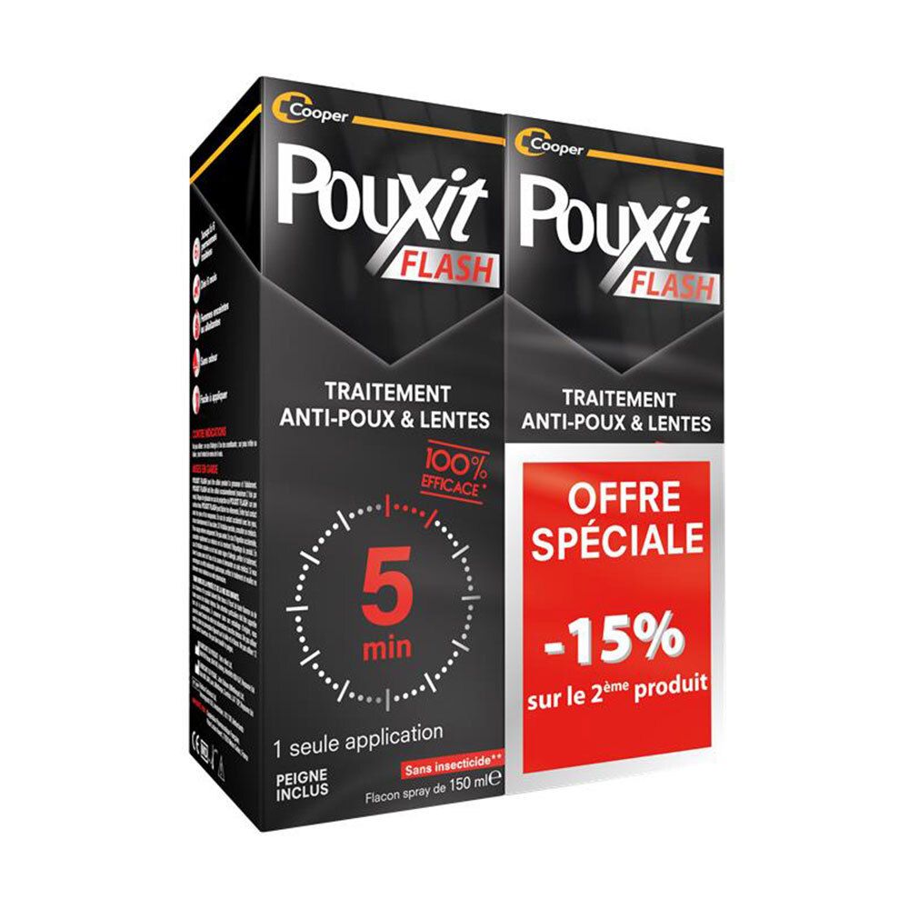 POUXIT Lotion Spray Anti-poux & Lentes 2X150ml
