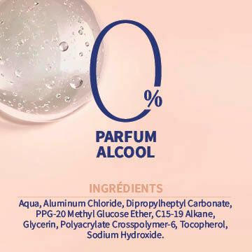 Ingrédients: Aqua, Aluminum Chloride, Dipropylheptyl Carbonate, PPG-20 Methyl Glucose Ether, C15-19 Alkane, Glycérine, etc.