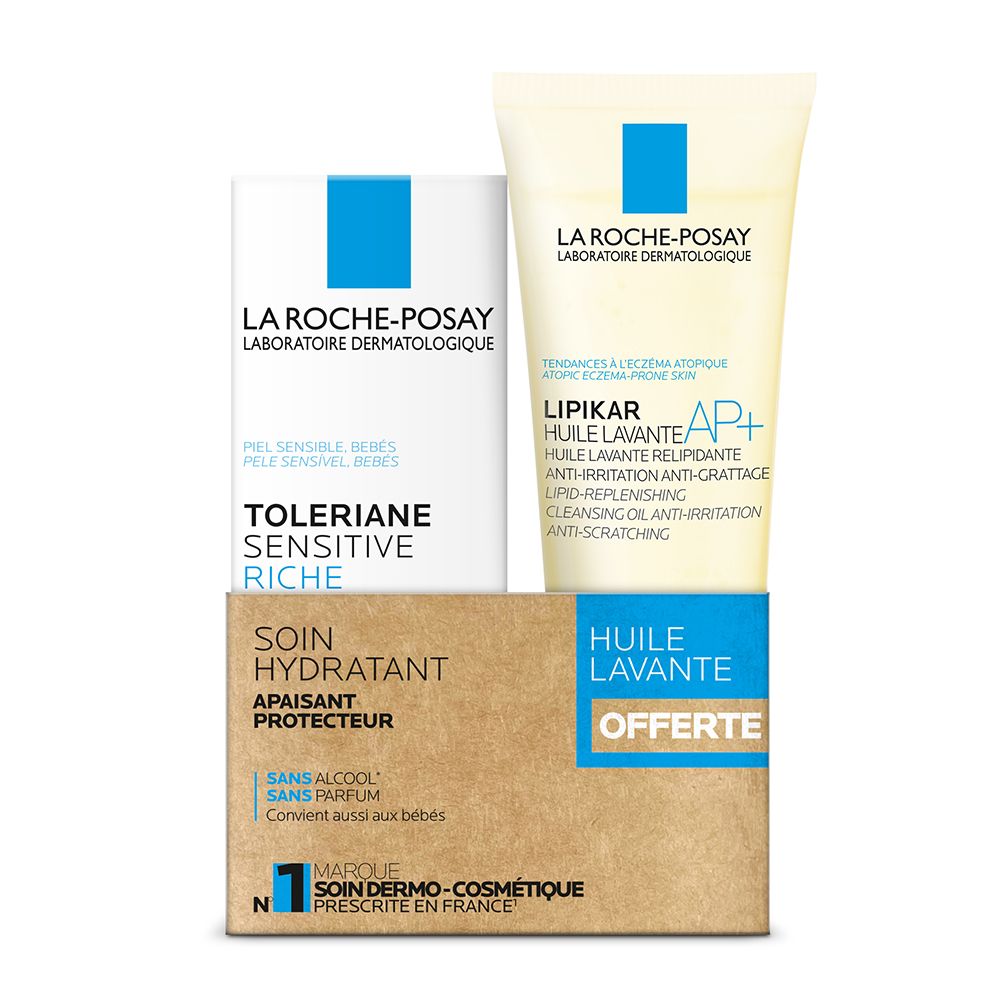 LA ROCHE POSAY TOLERIANE SENSITIVE Riche Soin Hydratant + LIPIKAR AP+ Huile Lavante