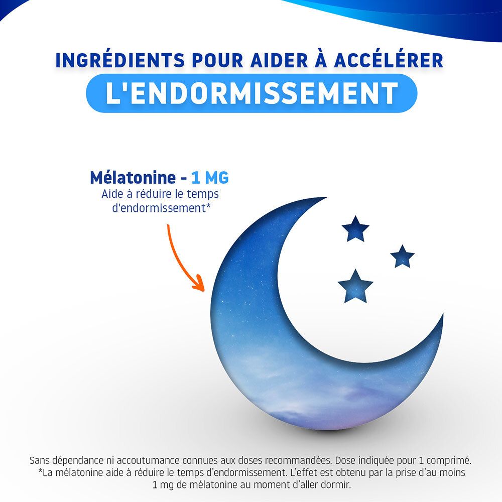 Boîte VALDISPERT Endormissement Sommeil Rapide 1mg et visuel lune et étoiles.