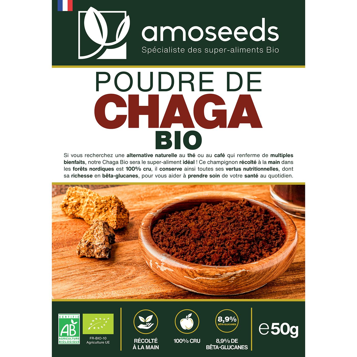 amoseeds POUDRE DE CHAGA BIO