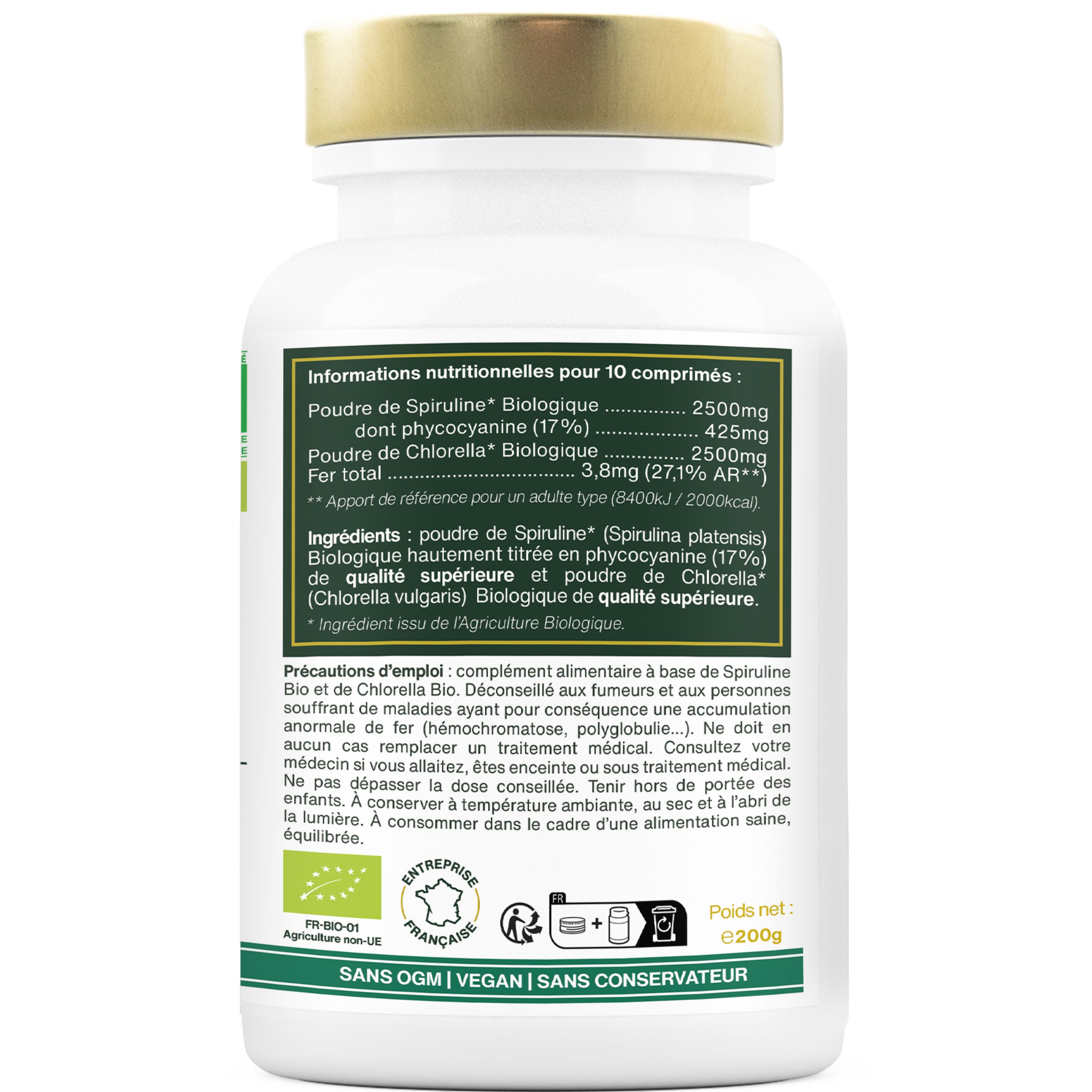amoseeds MIX SPIRULINE ET CHLORELLA BIO, 17% PHYCOCYANINE
