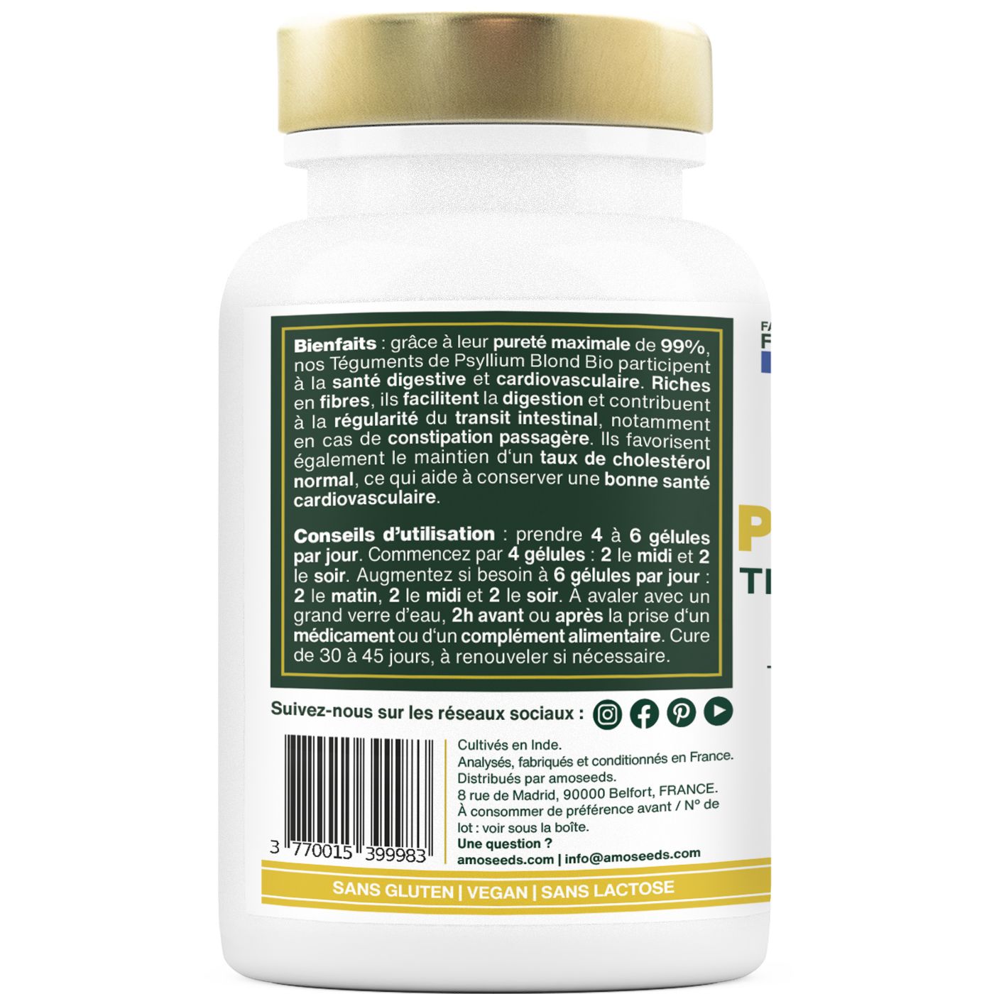 amoseeds PSYLLIUM BLOND BIO, TÉGUMENTS PURS À 99%