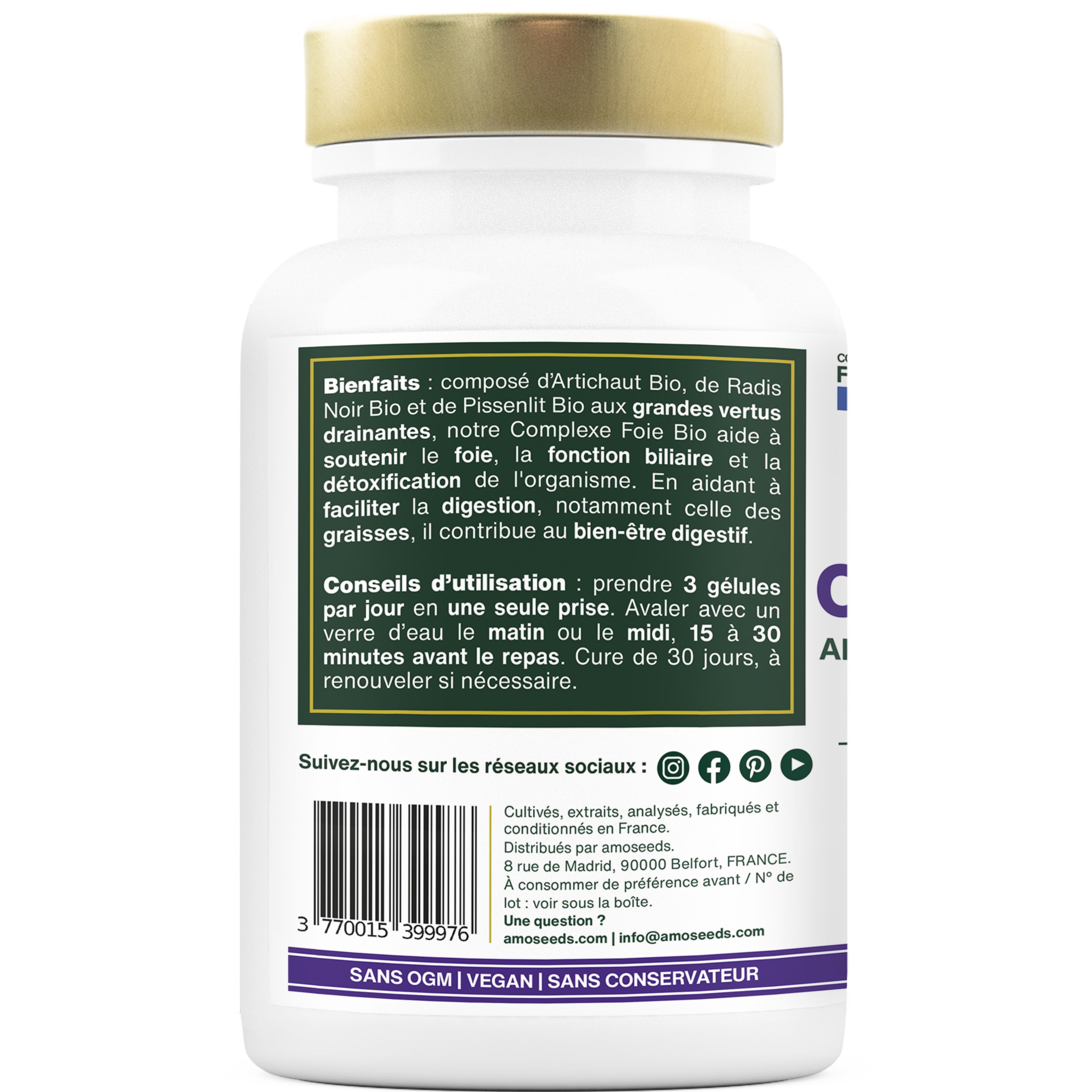 amoseeds COMPLEXE FOIE BIO - ARTICHAUT, RADIS NOIR, PISSENLIT