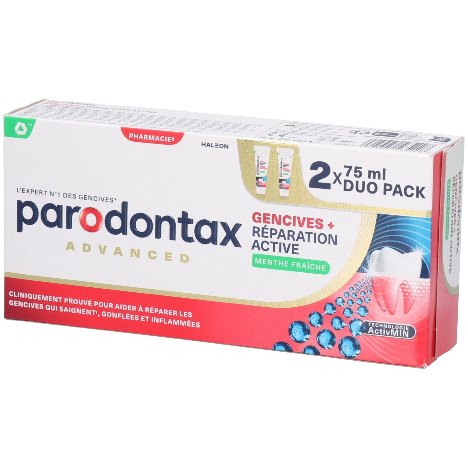 Parodontax Advanced Duo Pack dentifrice, 2x 75 ml, Menthe Fraîche.