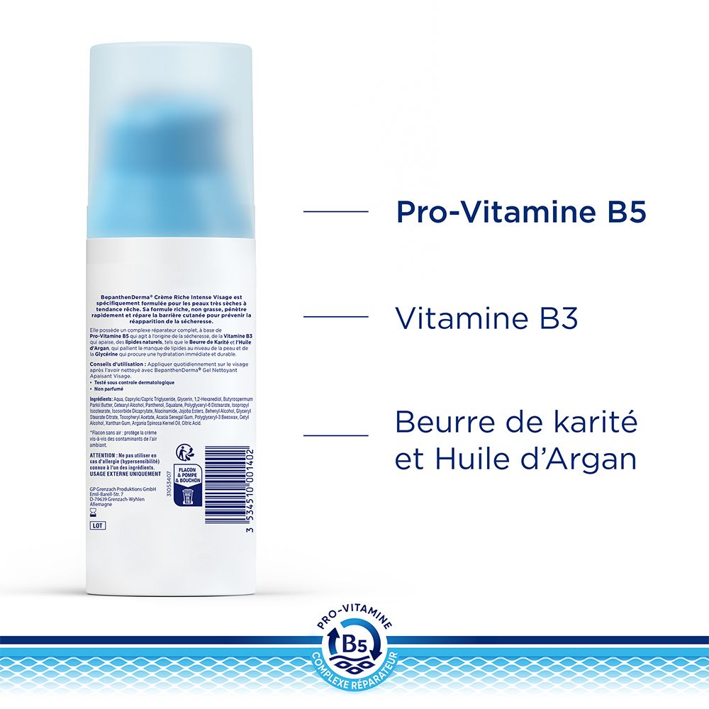 BepanthenDerma® Crème Riche Intense Visage peaux très sèches à tendance rêche