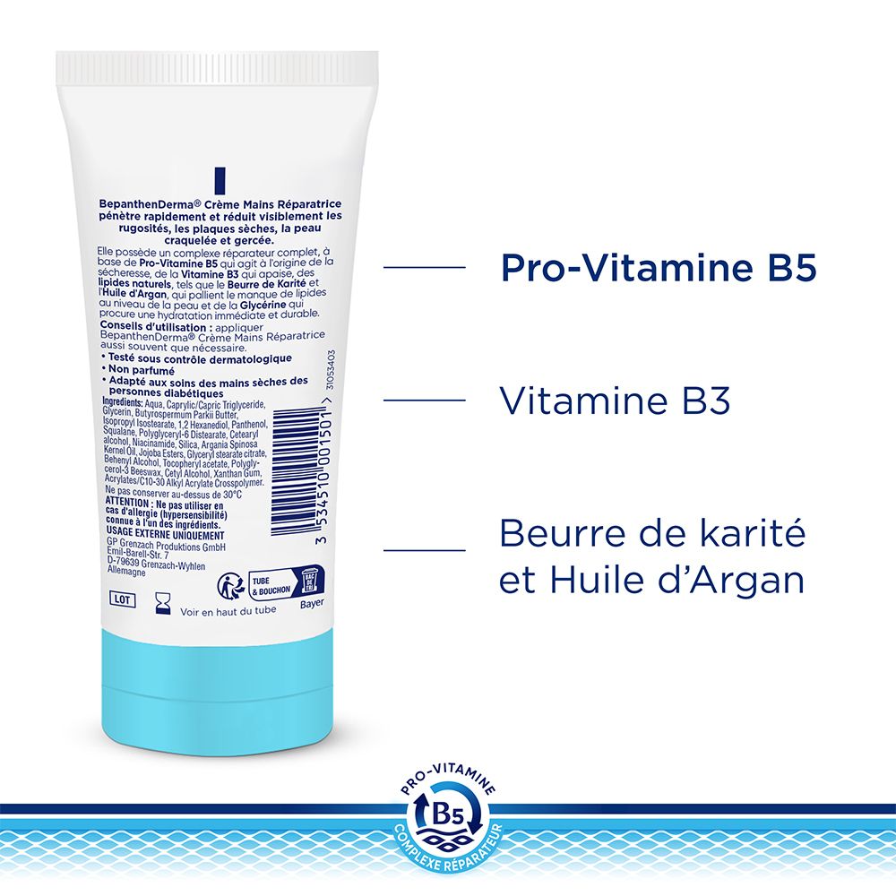 BepanthenDerma® Crème Mains Réparatrice Mains très sèches et abimées