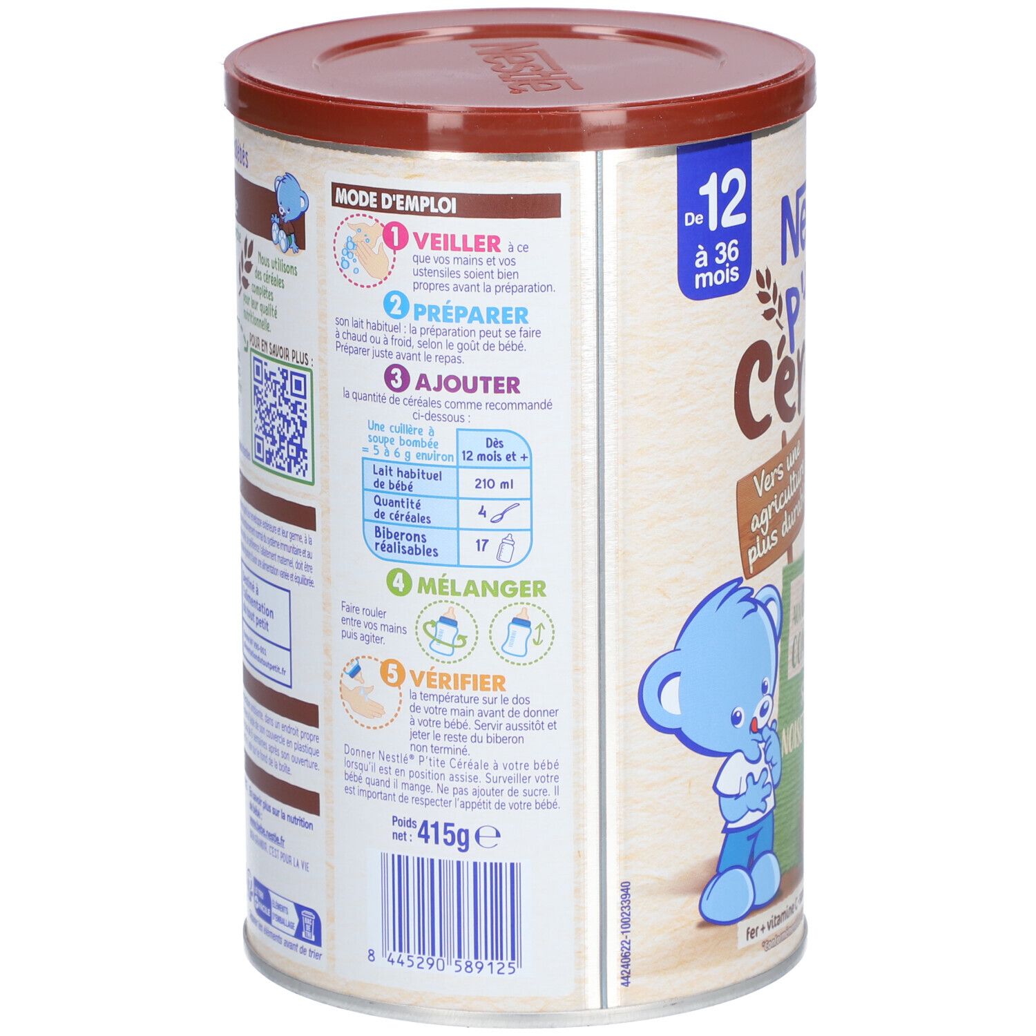 NESTLE P'tite Céréale saveur noisette biscuit de 12 à 36 mois