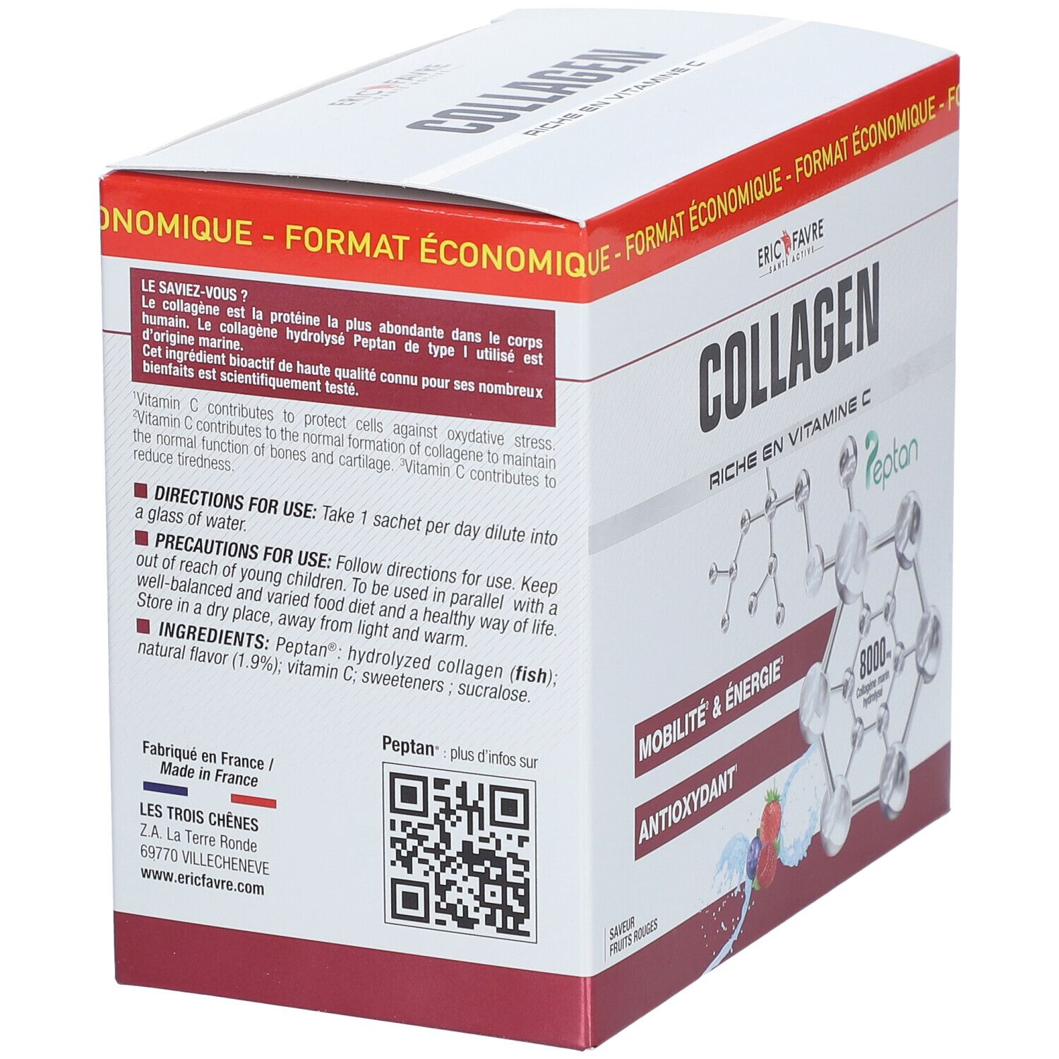ERIC FAVRE Collagen Peptan en poudre - Collagène marin hydrolysé et enrichi en vitamine C