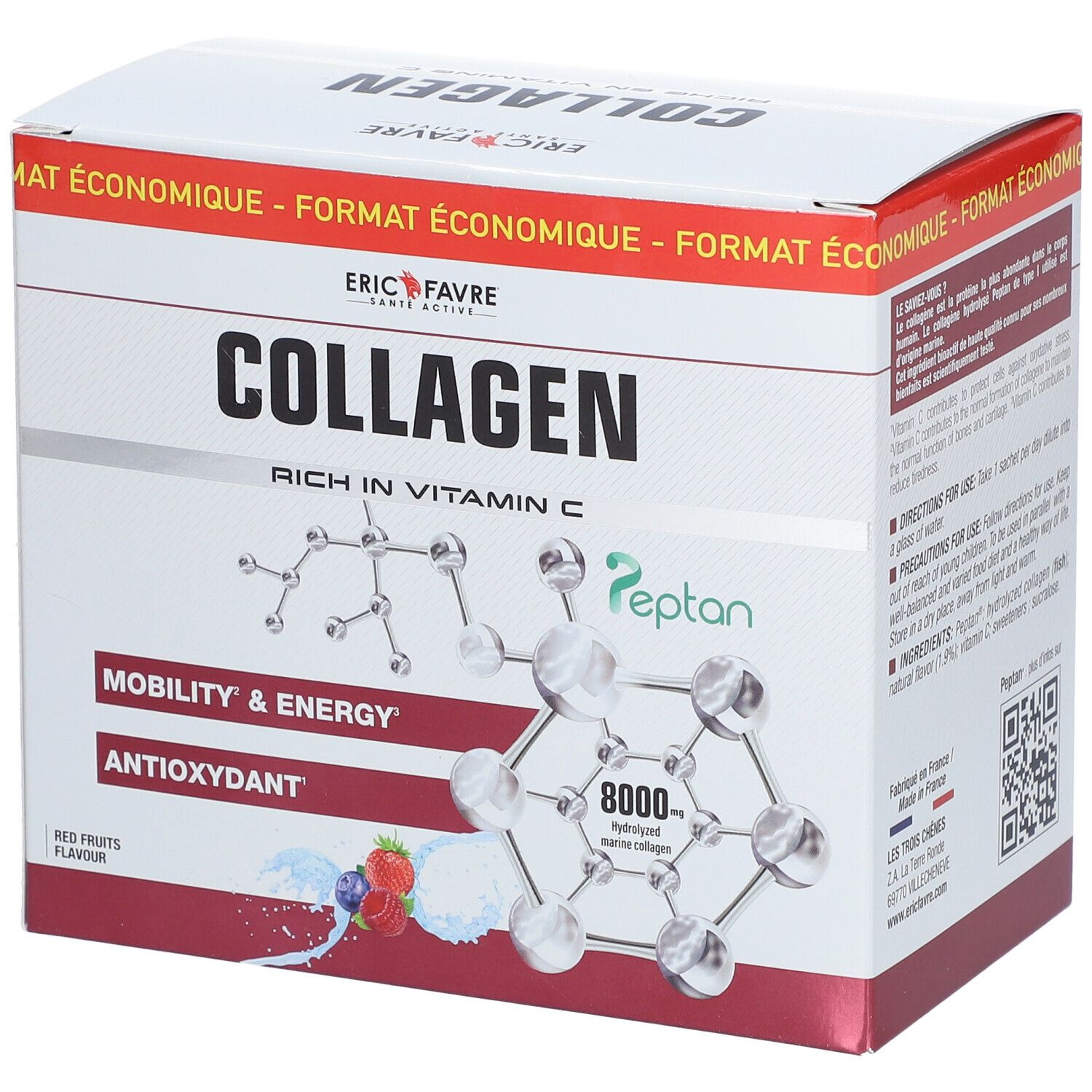 ERIC FAVRE Collagen Peptan en poudre - Collagène marin hydrolysé et enrichi en vitamine C