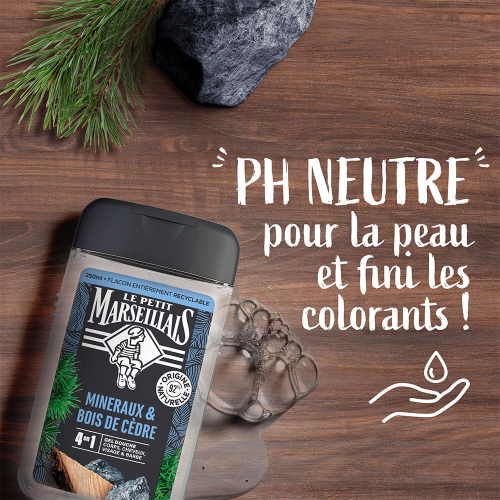 Le Petit Marseillais Gel Douche Homme Minéraux & Bois de Cèdre