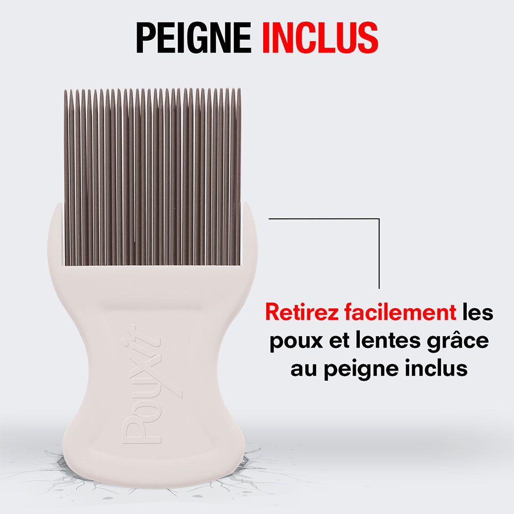 Peigne inclus. Retirez facilement les poux et lentes grâce au peigne inclus.