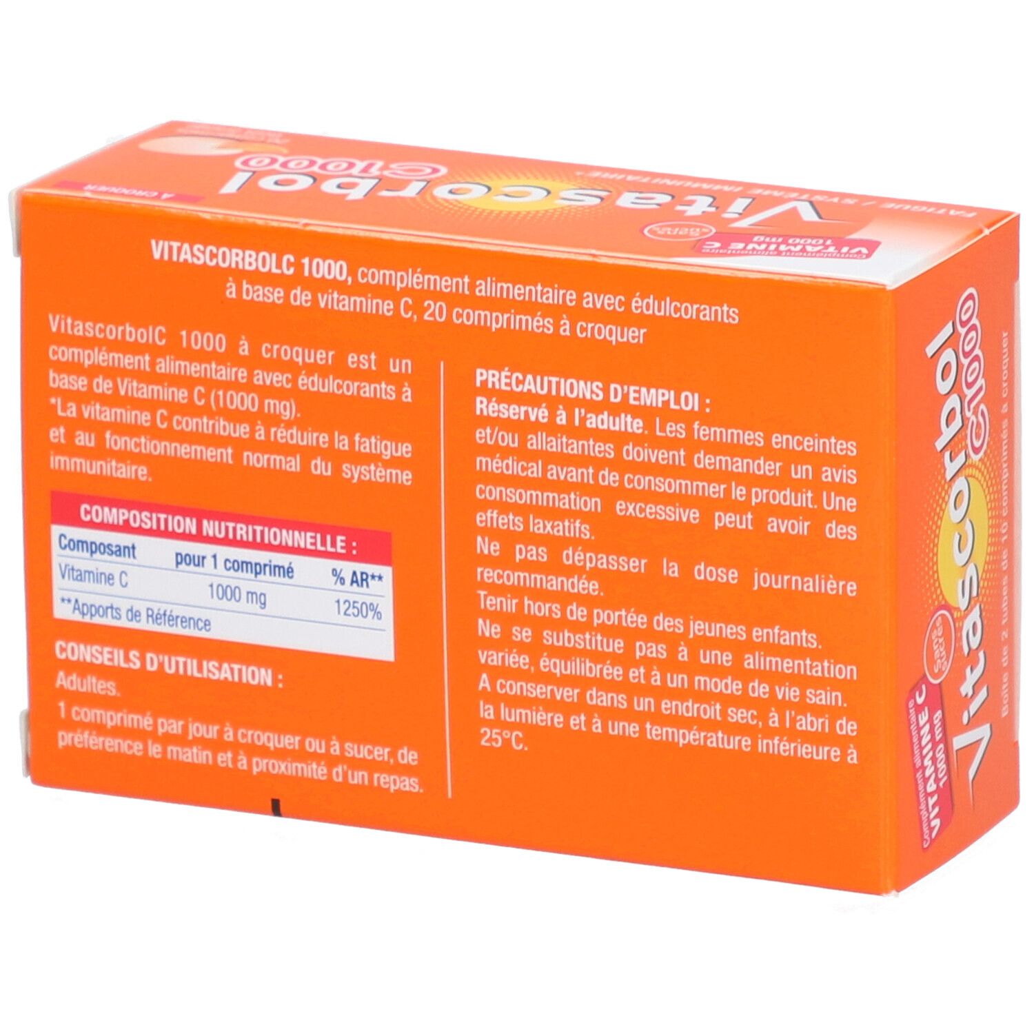 COOPER Vitascorbol C 1000 - Complément alimentaire vitamine C goût orange