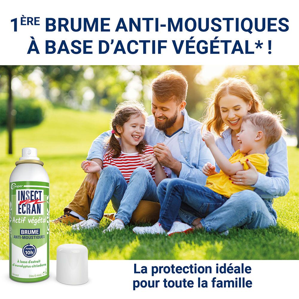 INSECT ECRAN - Brume Anti-Moustiques - Protection contre les piqûres de moustiques & tiques - Répulsifs peau - Actif d'origine végétale - Aérosol - 100 ml - Lots de 2 - Utilisation facilitée - Familles
